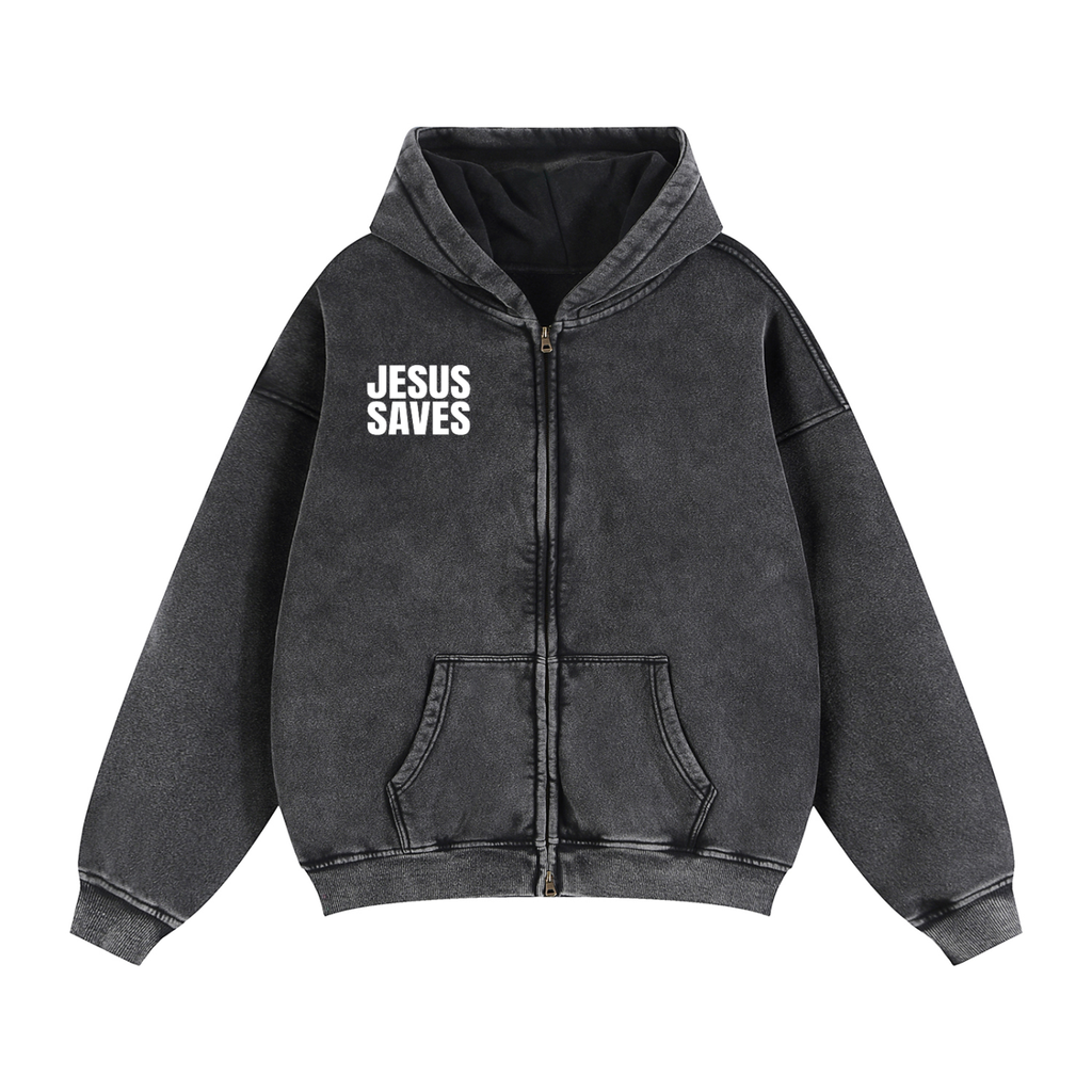 Zip-Through Boxy Fleece Hoodie