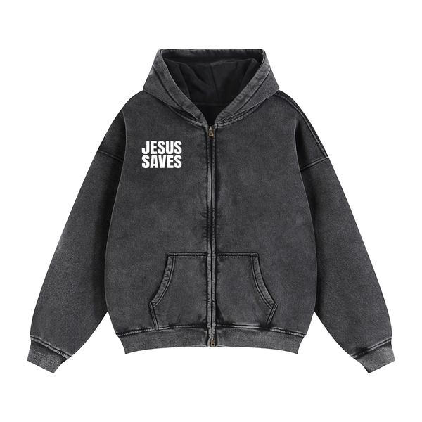 Zip-Through Boxy Fleece Hoodie